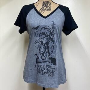 Disney Parks RARE Gray Hocus Pocus Villain Spelltacular 2016 Black Raglan Sleeve
